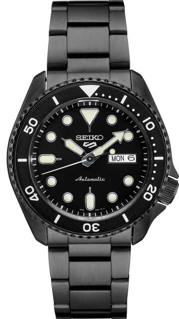 Seiko 5 Sports SRPD65 Black Dial Black Steel Automatic Watch 