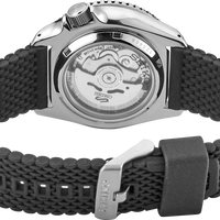 Seiko 5 Sports SRPD95 Black Dial Black Silicone Strap Watch