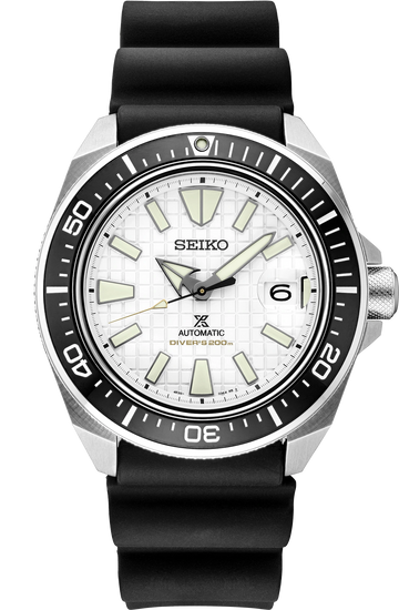 Seiko Prospex SRPE37 Samurai White Dial Black Strap Watch