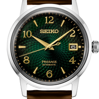 Seiko Presage SRPE45 Cocktail Time Green Dial Leather Strap 38.5mm Watch