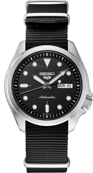 Seiko 5 Sports Black Dial Nylon Strap Automatic Watch