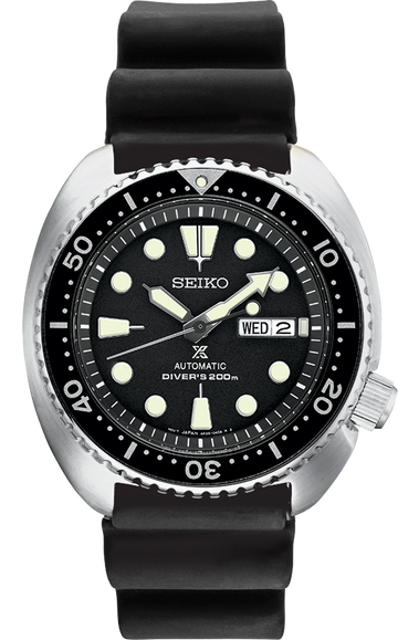Seiko Prospex SRPE93 Black Dial Rubber Strap Turtle Diver Watch