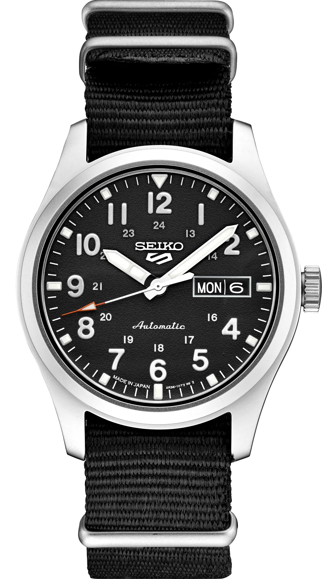 Seiko 5 Sports SRPG37 Vintage Black Dial Black Strap Watch