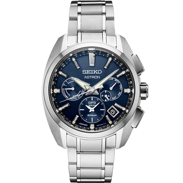 Seiko Astron SSH065 Titanium Dual Time Blue Dial Watch