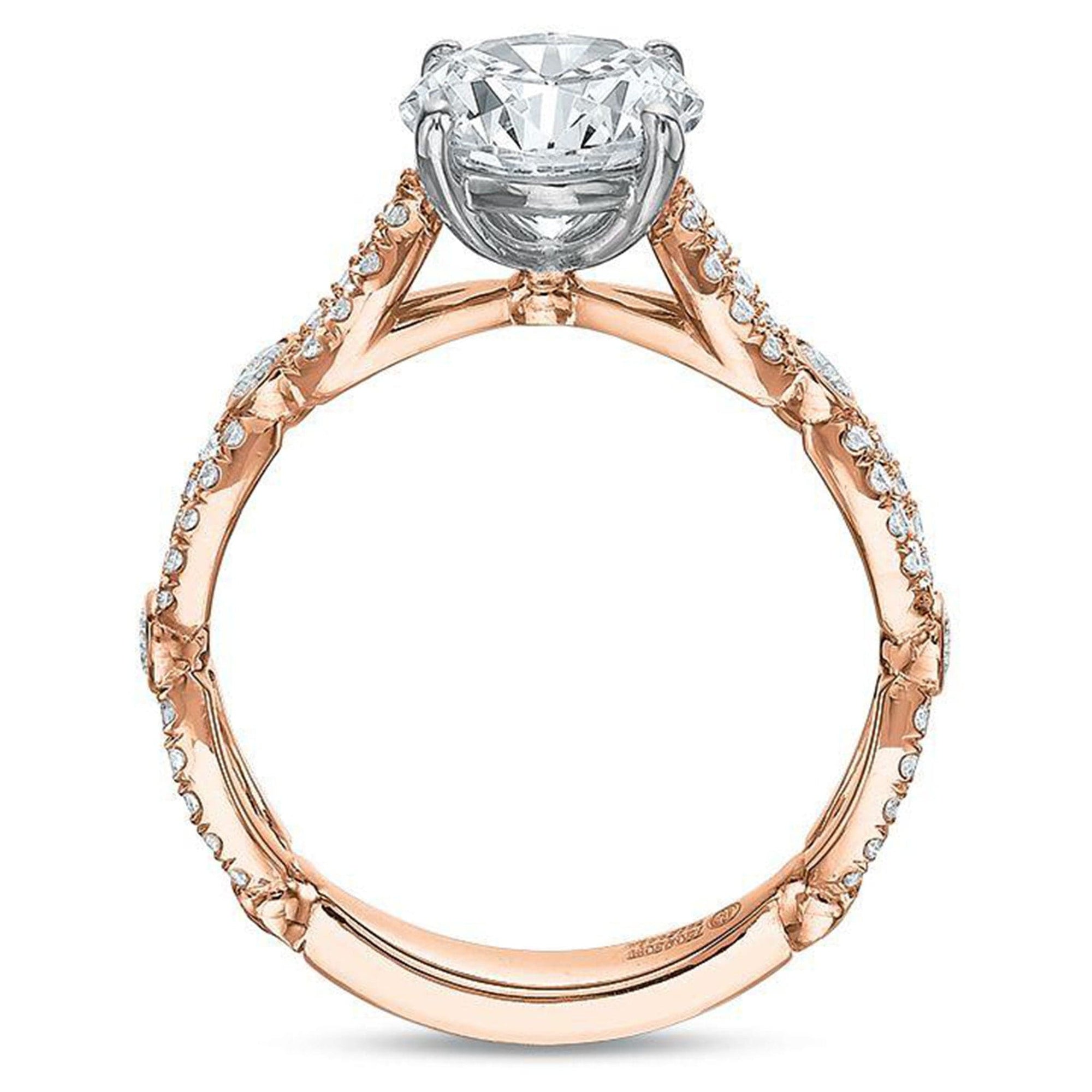 Rose Gold Bezel Twist Engagement Ring by Precision Set