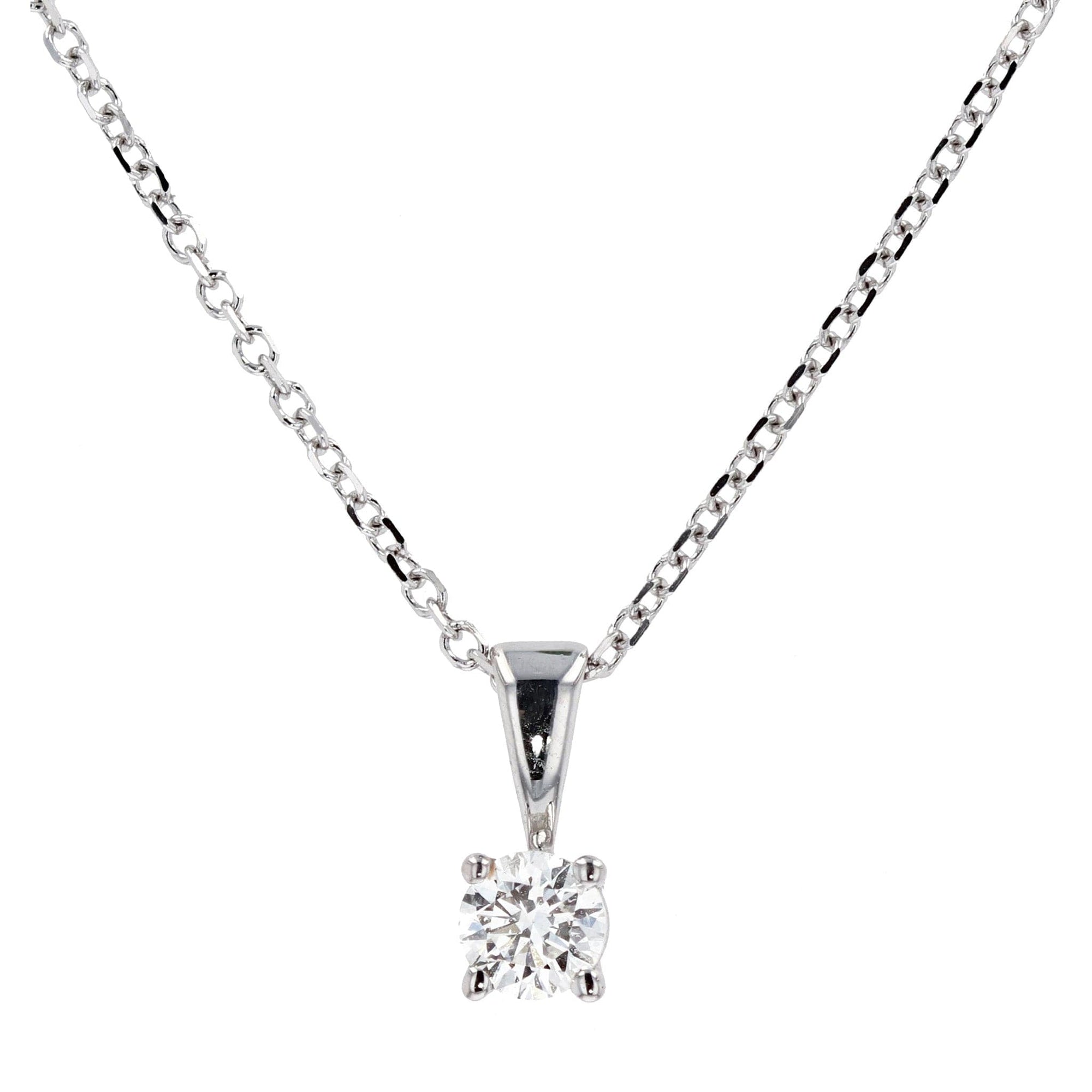 Solitaire Diamond Necklace Pendant in White Gold  