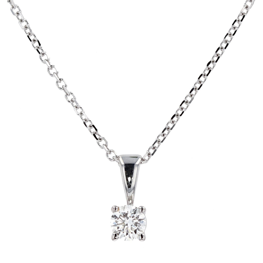 Solitaire Diamond Necklace Pendant in White Gold  
