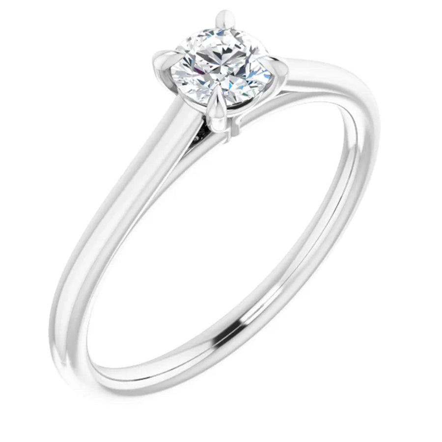 White Gold Diamond Solitaire Engagement Ring - Semi-Mount Side