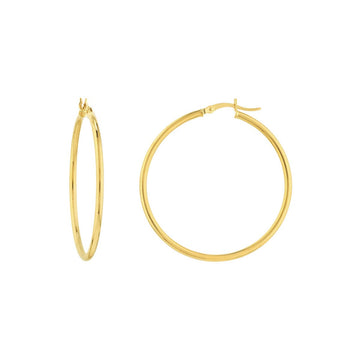 Yellow Gold Round Tube Hoop Earrings - Skeie's Jewelers