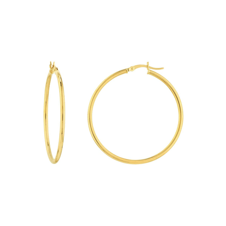 Yellow Gold Round Tube Hoop Earrings - Skeie's Jewelers