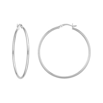 Sterling Silver Round Tube Hoop Earrings - Skeie's Jewelers