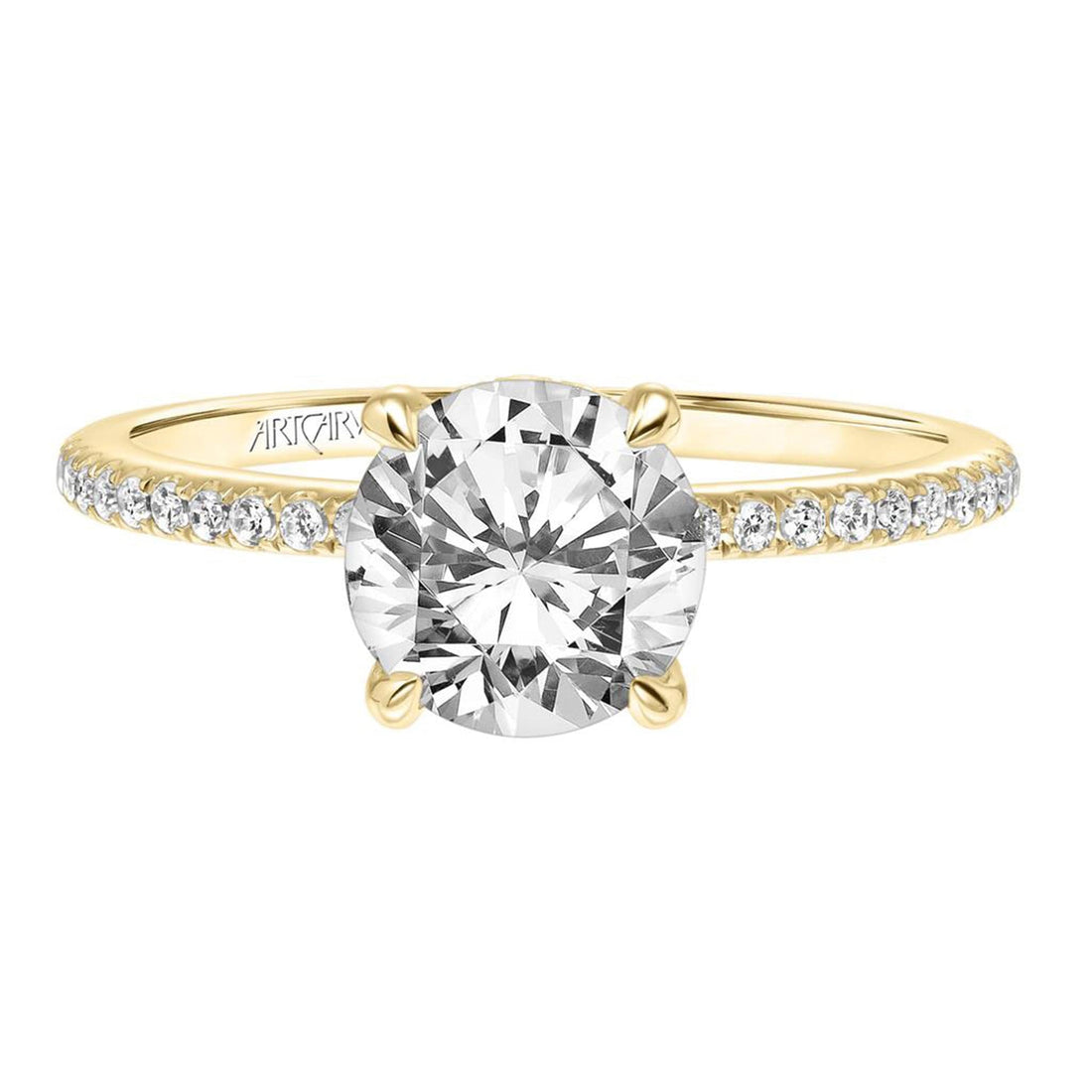 Thin Diamond Sidestone Engagement Ring  Front