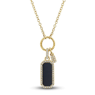 Yellow Gold Black Onyx Dog Tag Necklace by Shy Creation