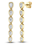 Pear Diamond Dangle Earrings in Yellow Gold by Shy Creation