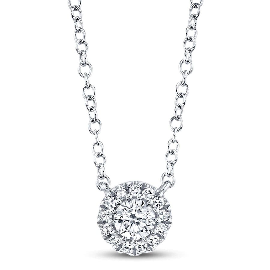 Diamond Halo White Gold Pendant Necklace by Shy Creation 