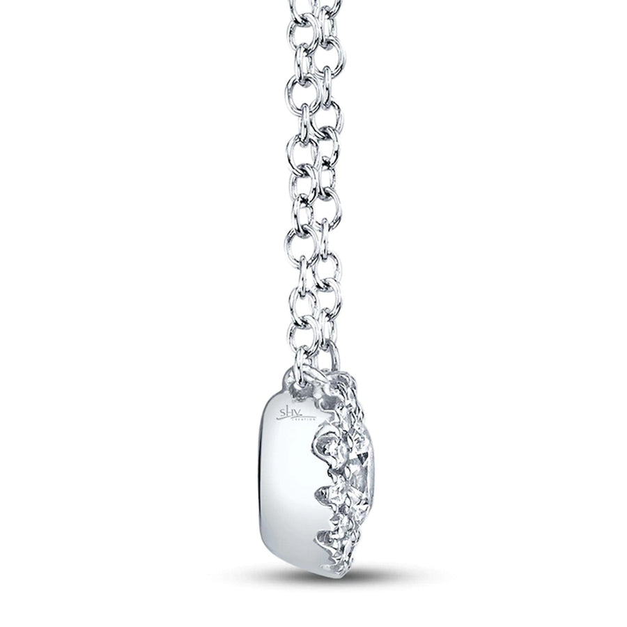 Diamond Halo White Gold Pendant Necklace by Shy Creation Side