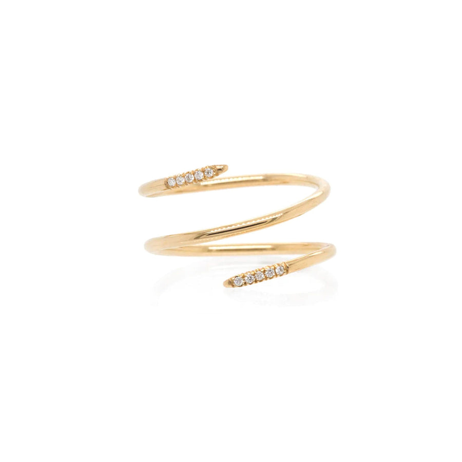 Yellow Gold Pave Diamond Double Wrap Ring by Zoe Chicco