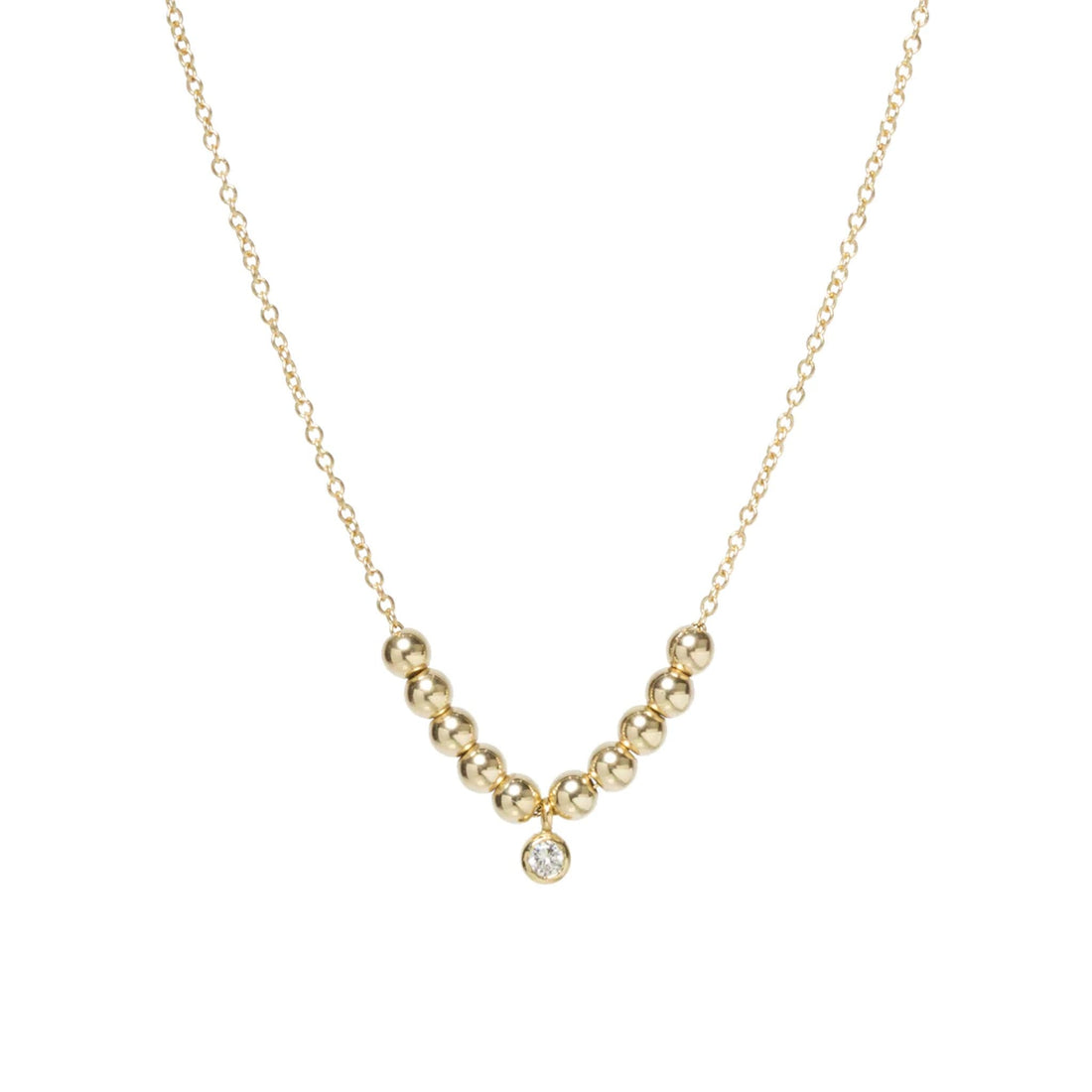Zoe Chicco Yellow Gold Sliding Bead Bezel Diamond Necklace