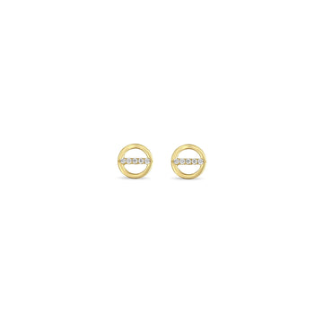 Diamond Pave Circle Yellow Gold Stud Earrings by Zoe Chicco