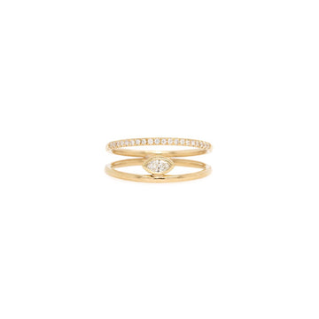 14k Yellow Gold Double Band Diamond Ring by Zoe Chicco - Skeie's Jewelers