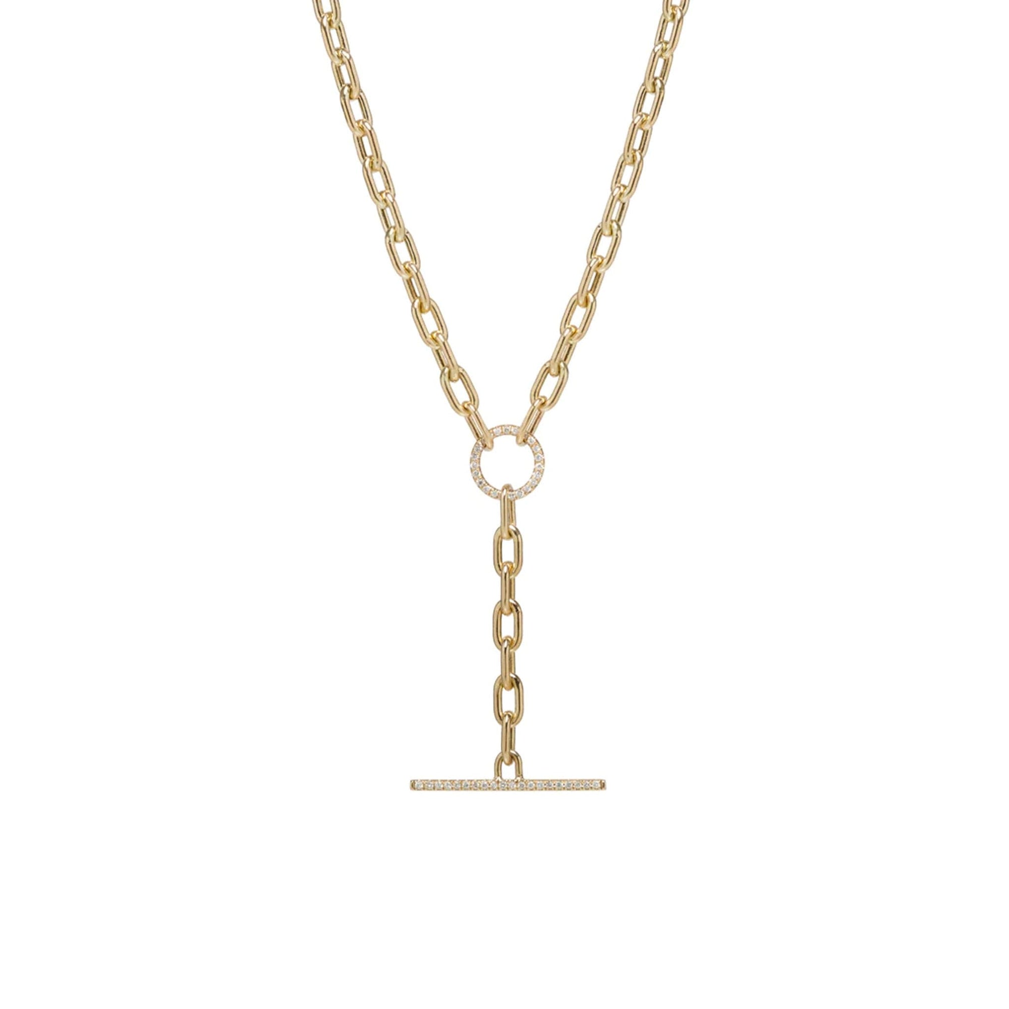 Zoe Chicco 14k Yellow Gold Diamond Faux Toggle Link Necklace - Skeie's Jewelers