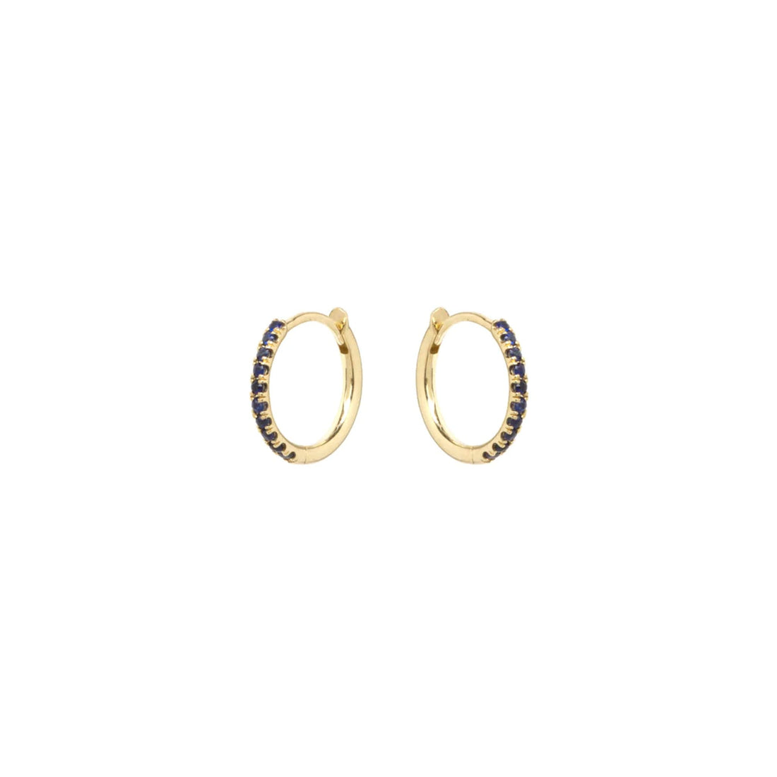 Sapphire Hoop Earrings in Yellow Gold by Zoe Chicco 