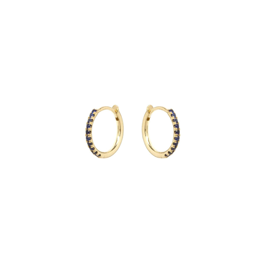 Sapphire Hoop Earrings in Yellow Gold by Zoe Chicco 