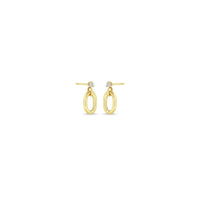 Yellow Gold Square Oval Link Diamond Earrings by Zoe Chicco