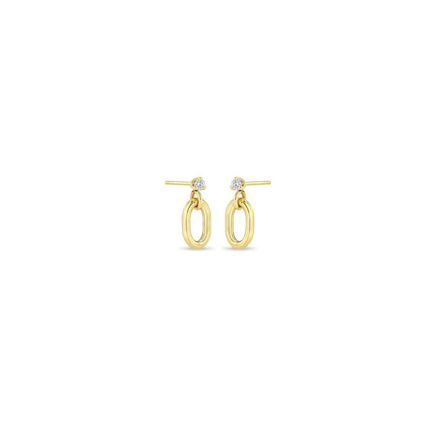 Yellow Gold Square Oval Link Diamond Earrings by Zoe Chicco