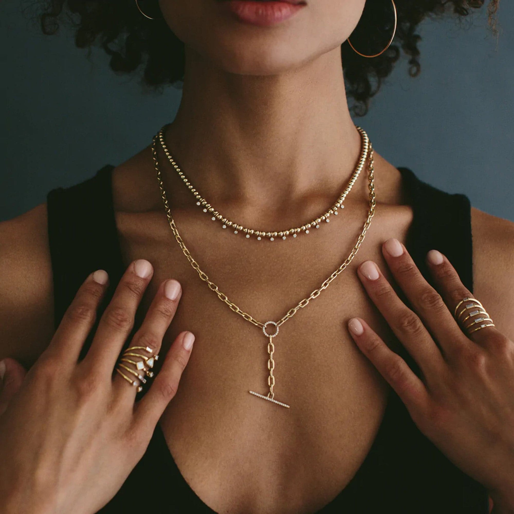 Zoe Chicco 14k Yellow Gold Diamond Faux Toggle Link Necklace - Skeie's Jewelers