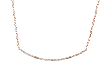 A. Link 18k Gold Curved Diamond Bar Pendant Necklace