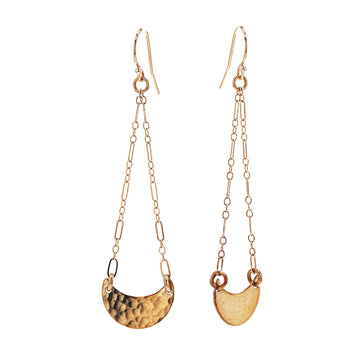 Yellow Gold Hammered Chandelier Earrings by Arianna Nicolai