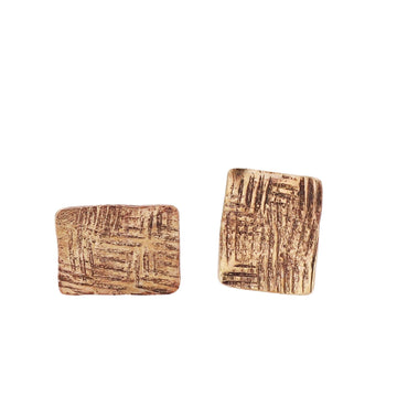 14k Gold Large Square Textured Stud Earrings by Arianna Nicolai 