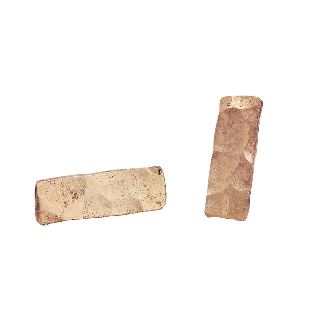 Hammered Rectangle Yellow Gold Stud Earrings by Arianna Nicolai