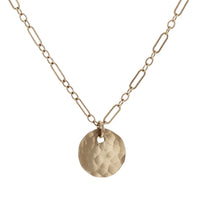 Yellow Gold Hammered Disc Pendant Necklace by Arianna Nicolai