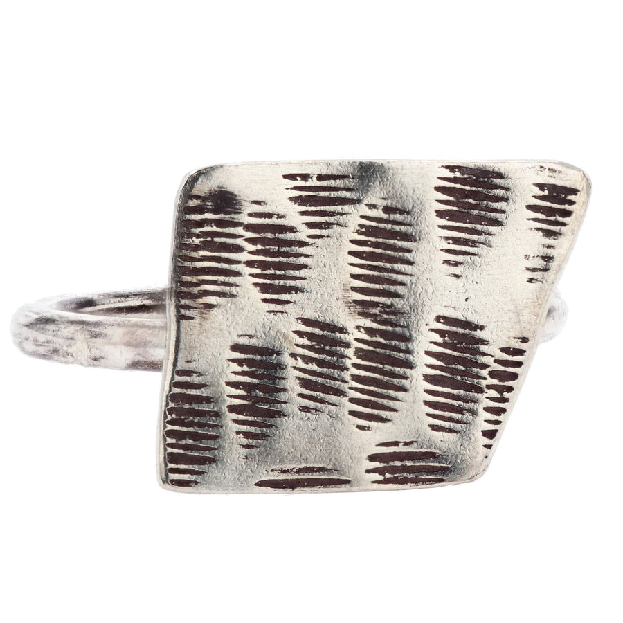 Sterling Silver Textured Ring 'Not So Square' by Arianna Nicolai