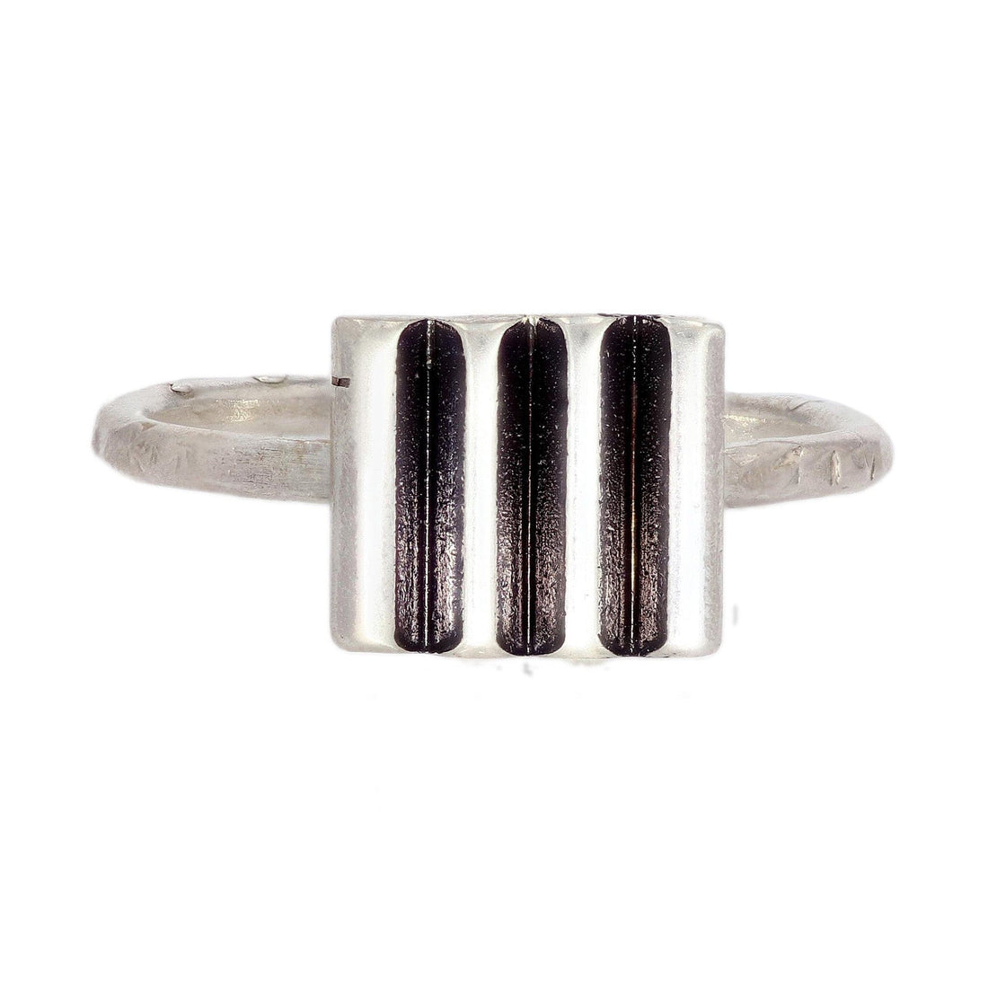 Sterling Silver Striped Square Stackable Ring by Arianna Nicolai