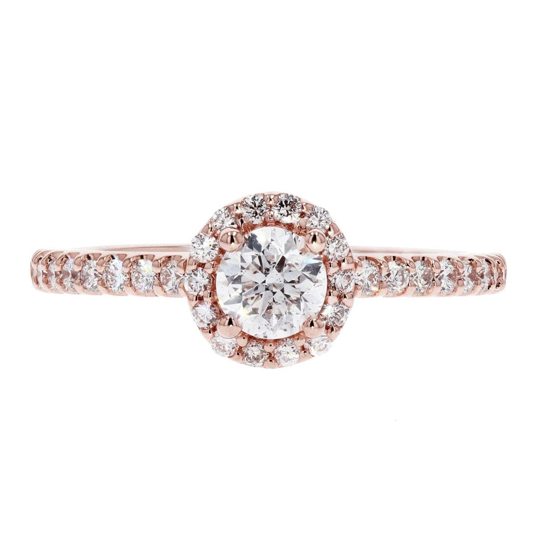 Round Brilliant Diamond Engagement Ring with a Half Round Halo - Skeie's Jewelers