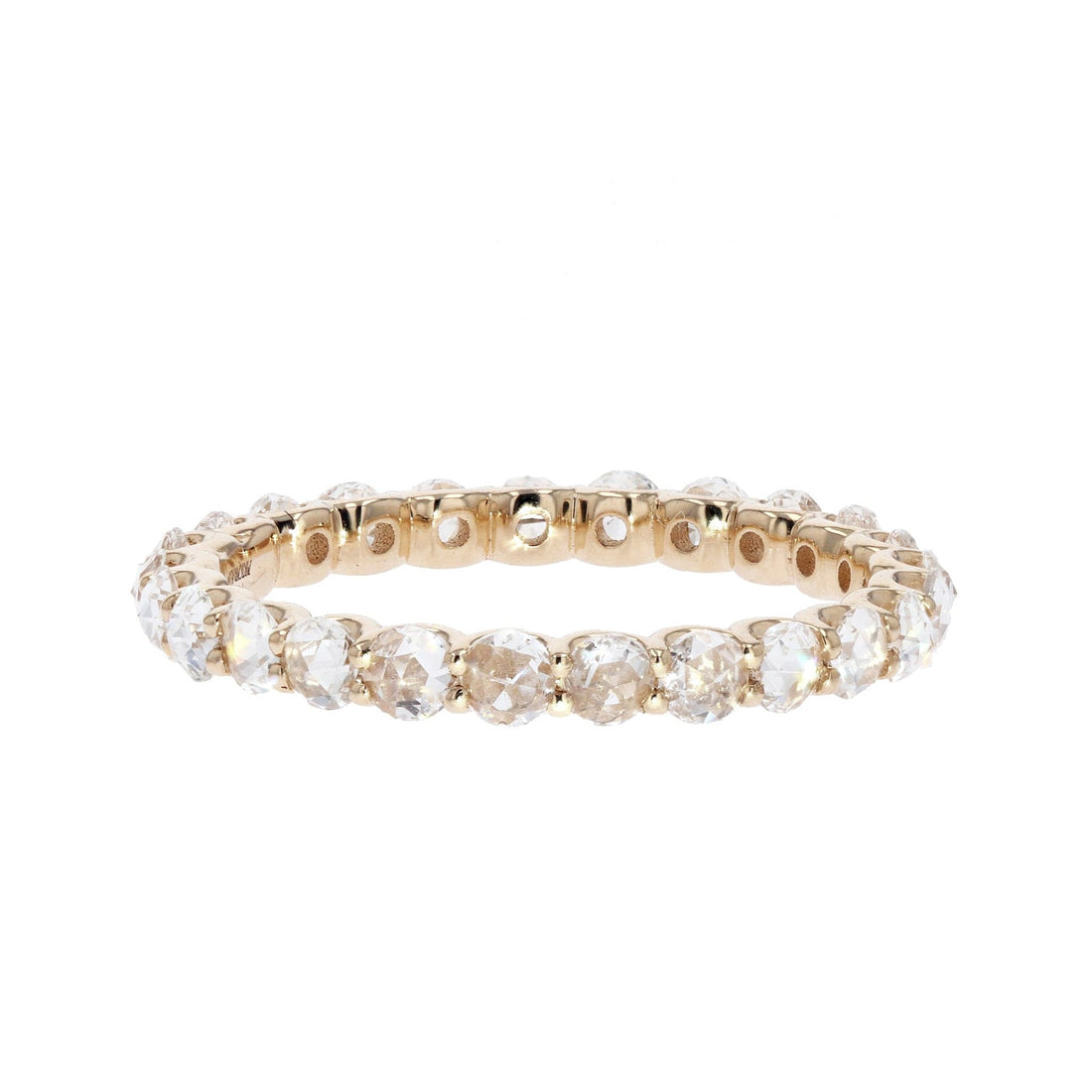 Rose-Cut Diamond Eternity Engagement Ring Band in Yellow Gold