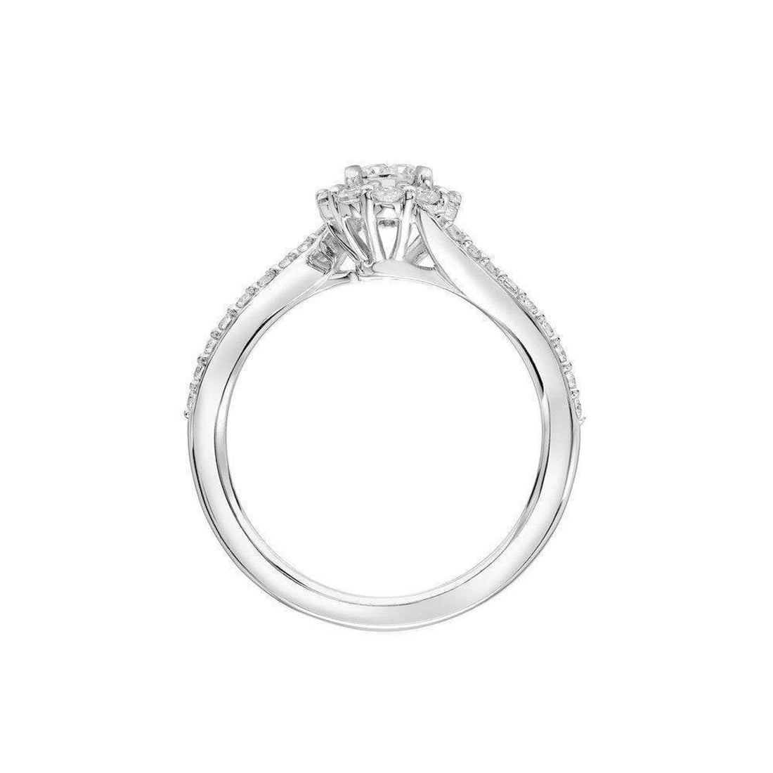 Round Brilliant Diamond Bypass Halo Engagement Ring