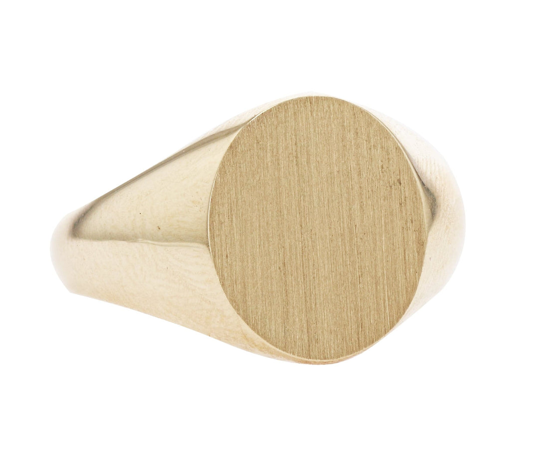 Brushed Yellow Gold Oval Signet Ring