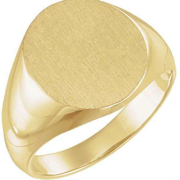 Brushed Yellow Gold Oval Signet Ring