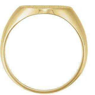 Brushed Yellow Gold Oval Signet Ring side
