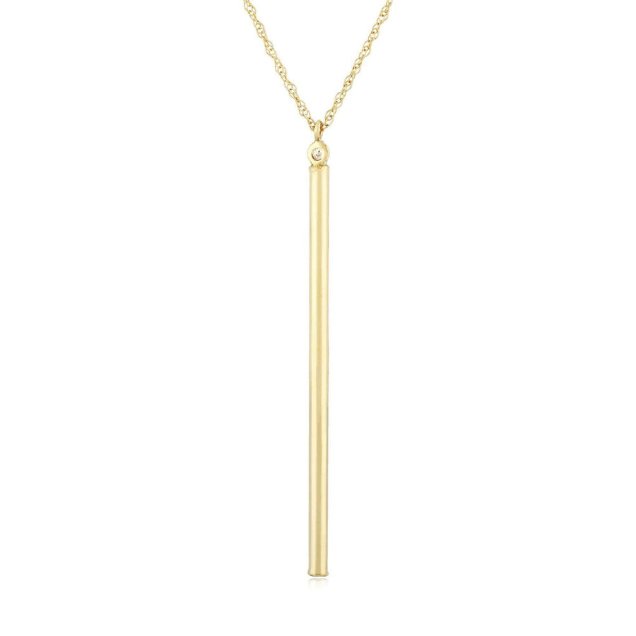 Yellow Gold Diamond Accent Bar Pendant Necklace by Carla | Nancy B.