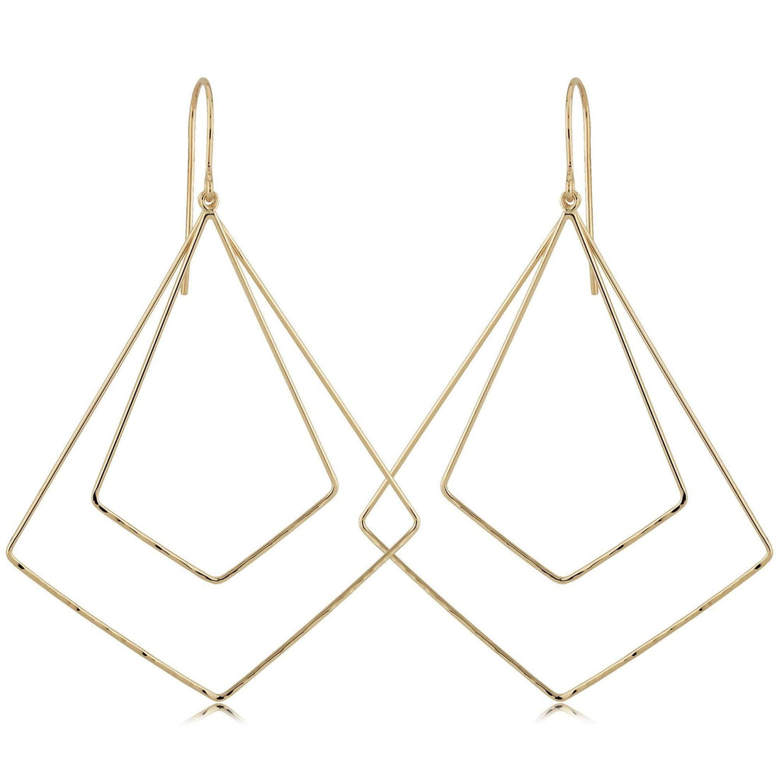 Double Diamond Shaped Gold Dangle Earrings by Carla Nancy B. - Skeie's Jewelers