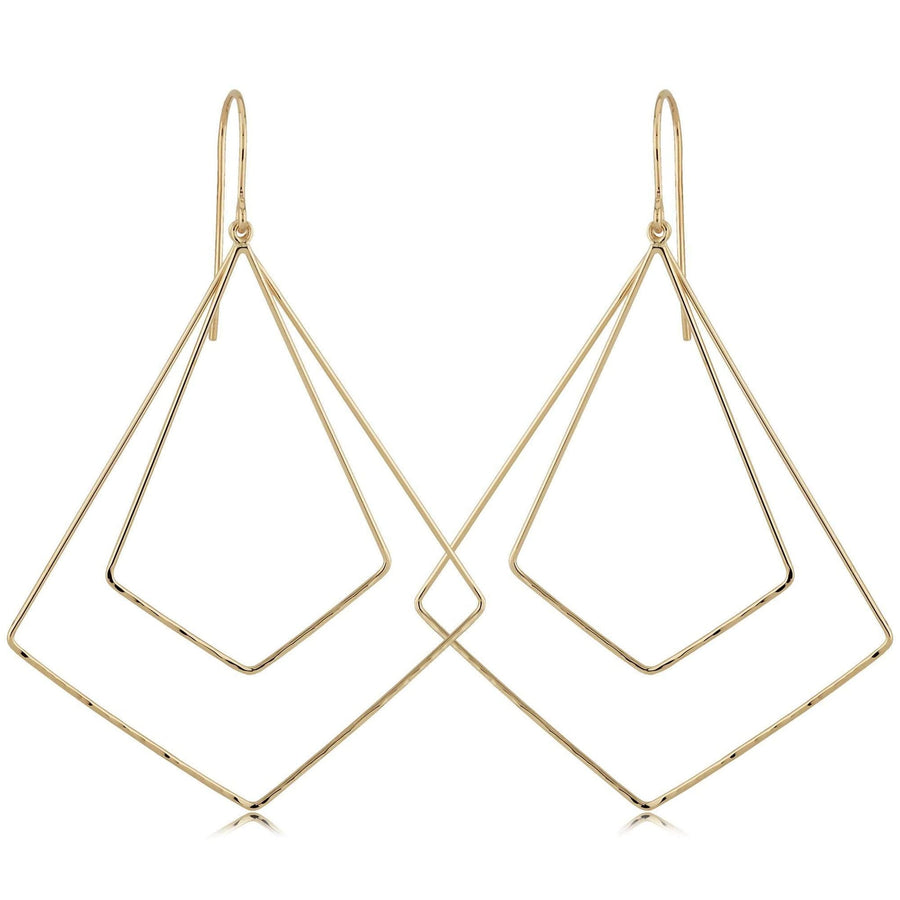 Double Diamond Shaped Gold Dangle Earrings by Carla Nancy B. - Skeie's Jewelers