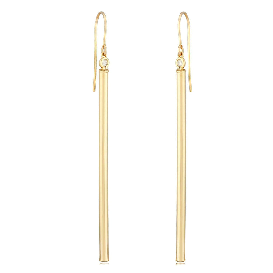 Yellow Gold Column Diamond Drop Earrings by Carla | Nancy B. - Skeie's Jewelers