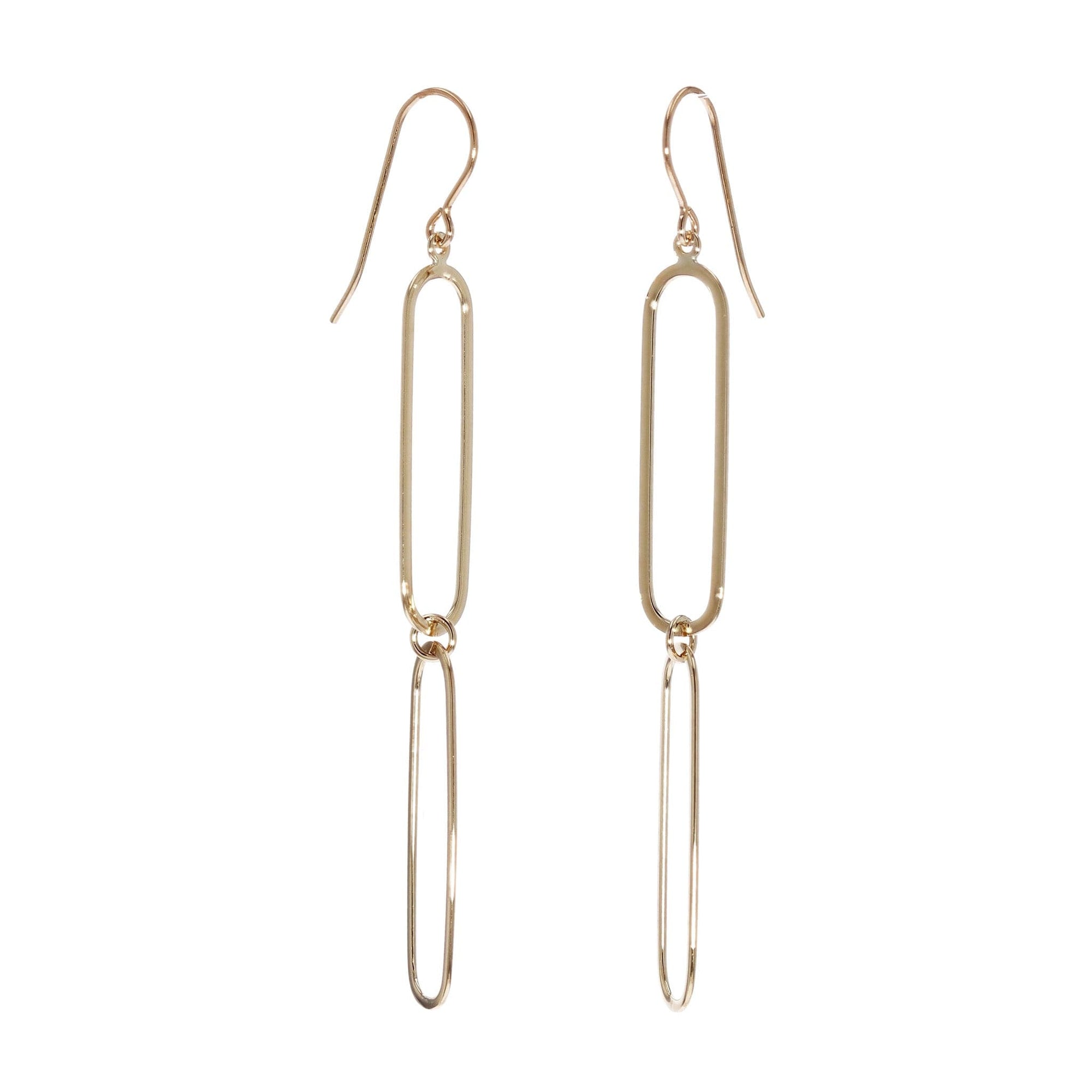Yellow Gold Paperclip Dangle Earrings by Carla | Nancy B.