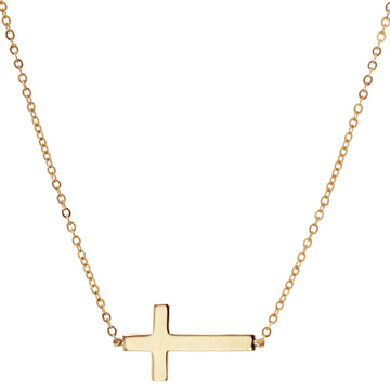 Yellow Gold Sideways Cross Pendant Necklace by Carla | Nancy B. 