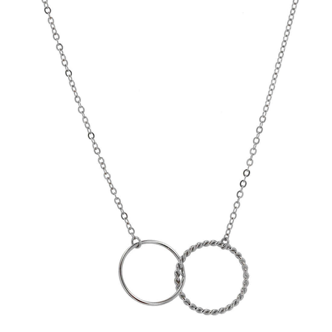 Interlocking Circle Pendant Necklace Sterling Silver Rhodium Mother Sister  Gift | eBay